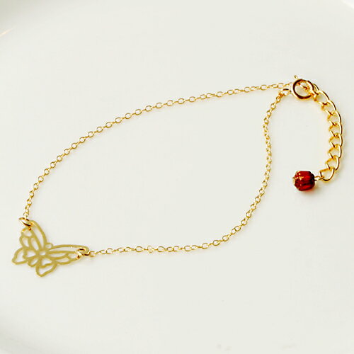 ★メール便送料無料★透かしバタフライ(蝶) 14kgf(ゴールドフィルド) ブレスレット レディース シンプル K14GF ゴールド 人気 流行 金属アレルギー...