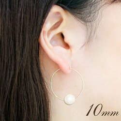 ★メール便送料無料★全3サイズ一粒キスカコットンパールK14GF30mmフープピアス10P27May16