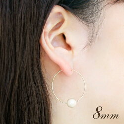 全3サイズ(8mm/10mm/12mm)キスカコットンパールK14GF(ゴールドフィルド)30mmフープピアス【メール便送料無料】