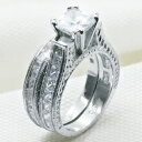 【送料無料】2.5カラット プリンセス 2連シルバーリング(指輪)レディース 金属アレルギー シンプル Silver925 シルバー925 プラチナ コーティン...