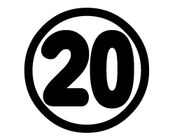 切り文字　【20(囲み)】サイズ：LL(200×200mm)素材：ホログラムシート・蛍光シート