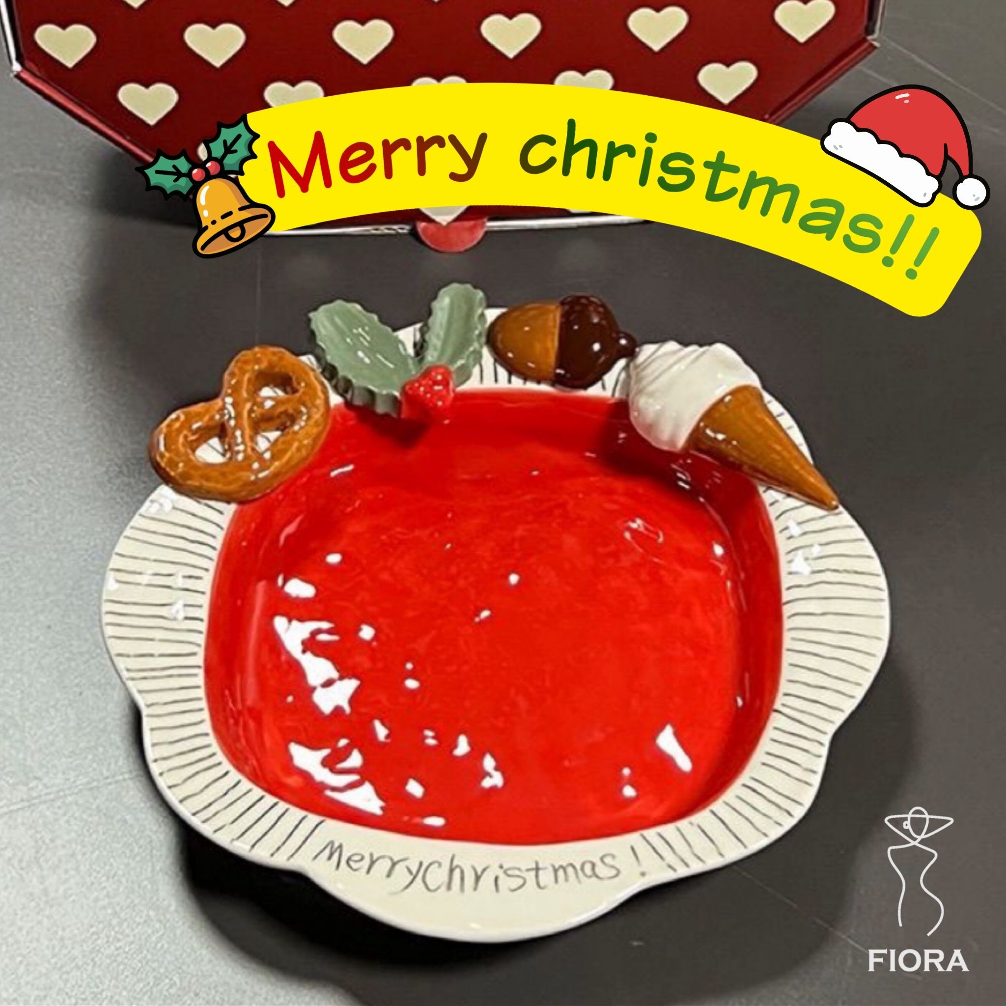 クリスマス皿 クッキー皿ソフトクリーム 可愛い かわいい プレゼント プレゼント用 ギフト 陶器 直径 2..