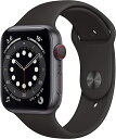 【整備済み品】Apple Watch Series 6 (GPS + Cellularモデル) - 44mm スペースブラックチタニウムケースとグレイスポーツバ...