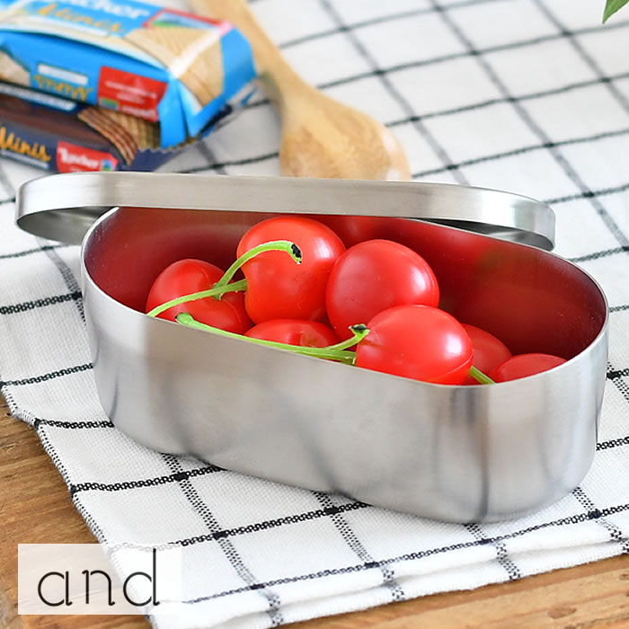 Rakuten - ヨシカワ and アンド ステンレスながまる缶 保存容器 おしゃれ 匂い 母の日 蓋 ふた フタ シルバー 小判型 インテリア ミニ 小 小さい キッチン 台所 かわいい コンパクト 日本製 プレゼント ギフト ステンレス シンプル