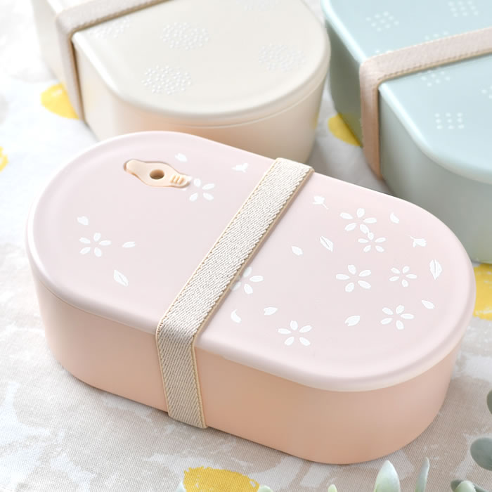 弁当箱 女子 大人 サブヒロモリ はるひらり 抗菌オーバル一段弁当 かわいい ランチボックス お弁当箱 食洗機対応 可愛い レンジ対応 600ml 仕切り 日本製 ピンク ホワイト 1段 パステルカラー おしゃれ