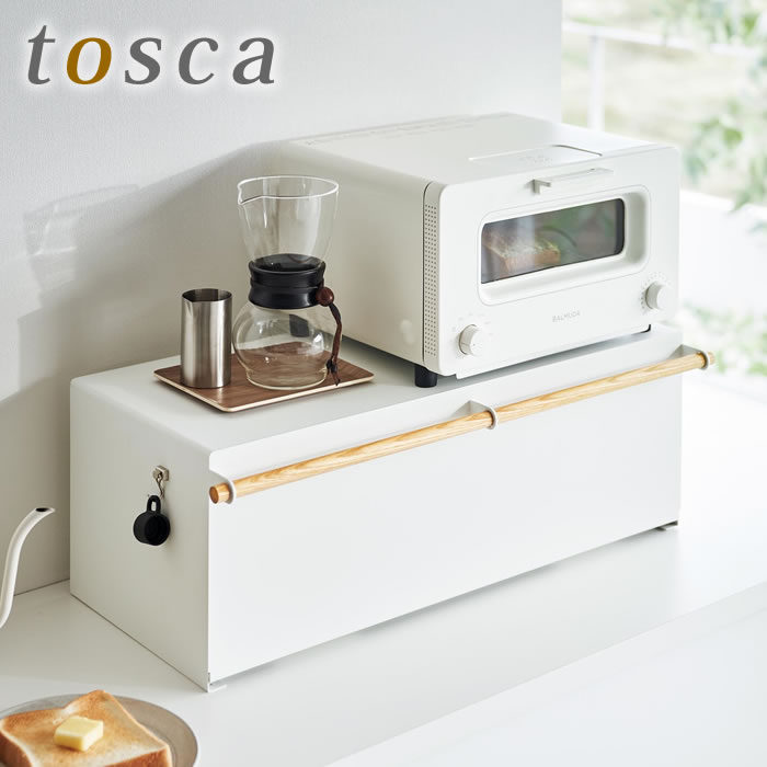 Rakuten - 【6月5日はポイント最大10倍祭】ブレッドケース パンケース ブレッドケース トスカ ワイド tosca 北欧 パンケース おしゃれ 保存 3024 カウンター ホワイト パン入れ トースター キッチン 山崎実業 yamazaki ヤマジツ 白 食パン 調味料 32L 収納