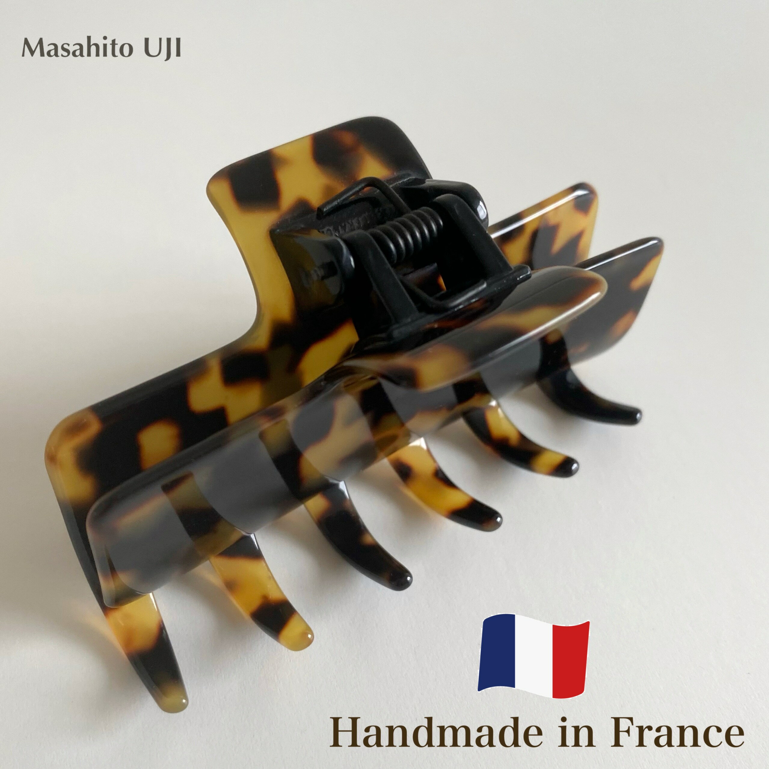 【Masahito UJI】ヘアクリップ バンスクリップ フランス製 一流アトリエ 手作り ハンドメイド べっ甲柄 マーブル オリジナルデザイン ヘアアクセサリ...