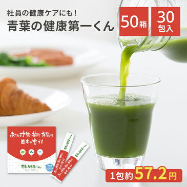 青葉の健康第一くん 50箱セット 青汁 美味しい 飲みやすい 野菜 ベジタブル 食物繊維 食事 食生活 九州産 お茶の様な味 野菜不足 腸内環境 食生活 すっきり 鉄分 ビタミン カリウム DNJ 乳酸菌 粉が溶けやすい スムージー ジュース