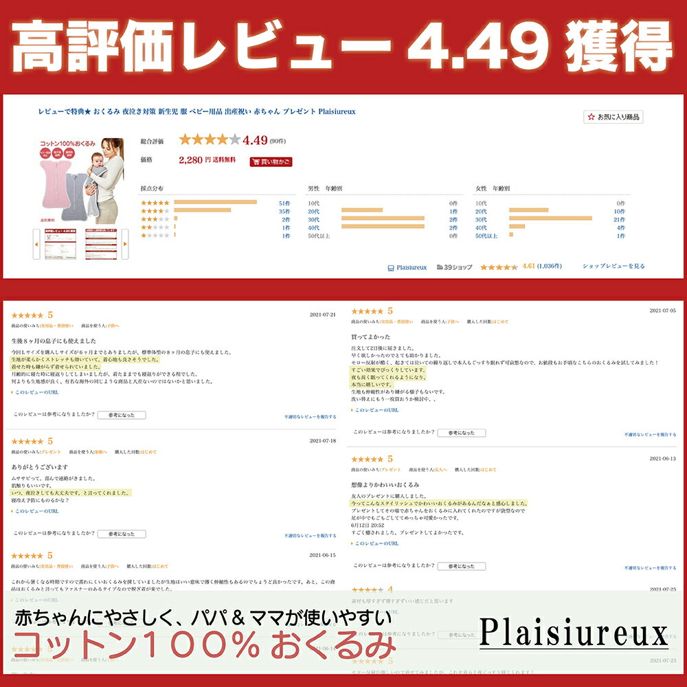 おくるみ夜泣き対策新生児服ベビー用品出産祝い赤ちゃんプレゼントPlaisiureux