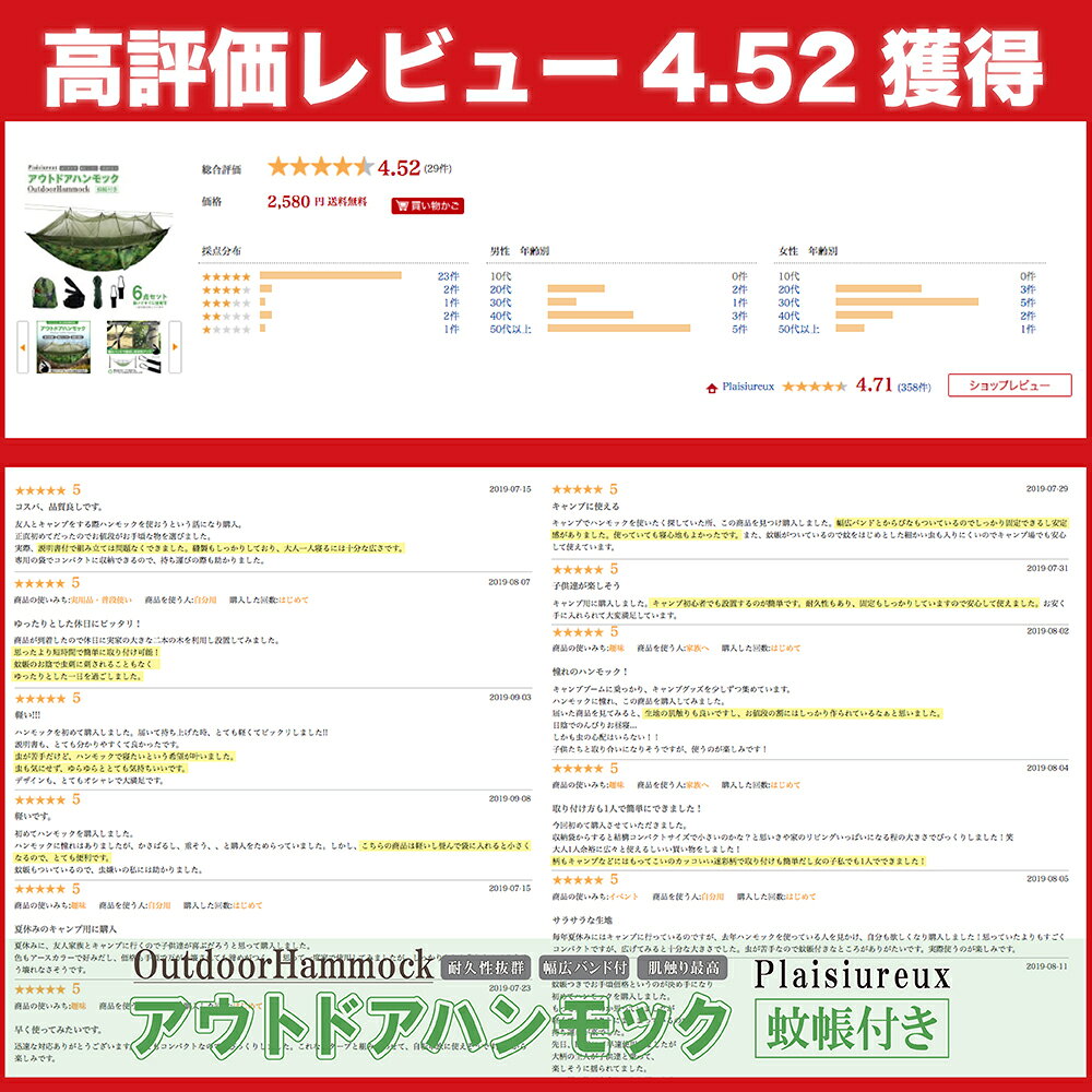 ハンモック 蚊帳 室内 かや 虫よけ 収納袋付き Plaisiureux通販格安セール情報　楽天　通販