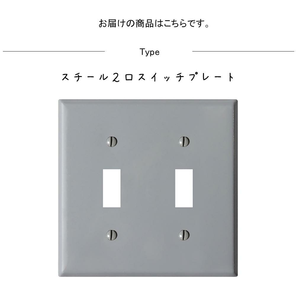 スチール2口スイッチプレート グレー シンプル おしゃれ 無機質 シルバー スチールクラシック クラシカル アメリカン 玄関 廊下 お手洗い 洗面所 洗面所 トイレ バスルーム キッチン オフィス リビング カフェ レストラン ショップ 店舗 DIY リフォーム オフィス
