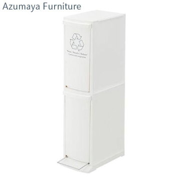『縦型 ダストボックス 2段』 ごみ箱 ゴミ箱 ダストBOX 分別ゴミ箱 分別ごみ箱 分別 2分別 スリム ふた付き フタ付き プラスチック製 キッチン ナチュラル シンプル モダン おしゃれ 白 ホワイト