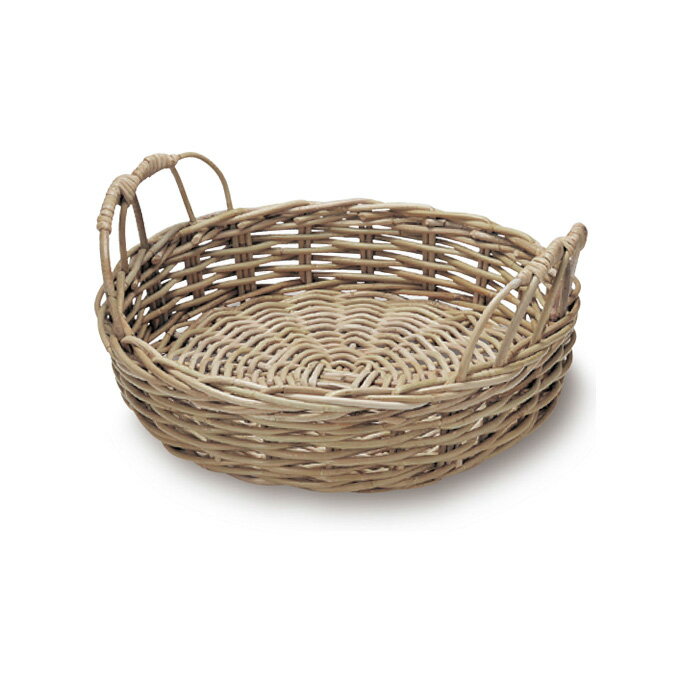 Rakuten - かご 籠 カゴ バスケット 店舗什器 小物入れ トレイ トレー お盆 おしゃれ ナチュラル シンプル かわいい 可愛い コボ 木製 編み 浅型 丸 ラウンド 持ち手付 キッチン リビング ディスプレイ 収納 雑貨 小物 おもちゃ 野菜 果物 パン かご