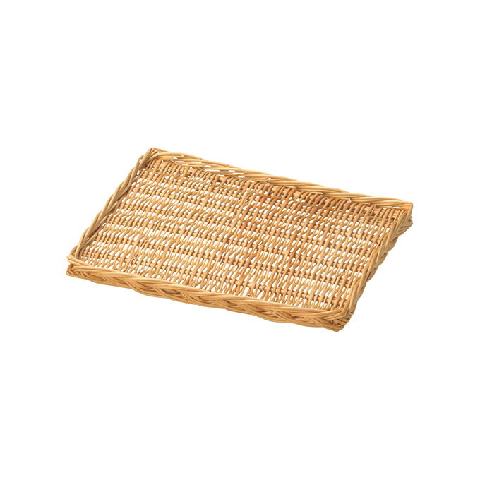 Rakuten - かご カゴ トレー 籠 バスケット 店舗什器 小物入れ 小物収納ケース バゲットバスケット おしゃれ かわいい 可愛い 四角 スクエア 浅い 薄型 大きい 柳 レストラン カフェ 居酒屋 台所 キッチン リビング ダイニング アジアン 木製 かご