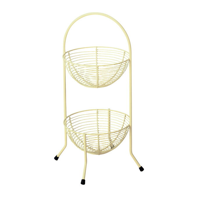 Rakuten - かご 籠 カゴ バスケット 店舗什器 小物入れ 小物収納ケース おしゃれ かわいい 可愛い アジアン シンプル ナチュラル 編み ワイヤー 丸型 ラウンド 軽い 軽量 大きい 大きめ 持ち手付き リビング キッチン ダイニング 2段 立体型 タワー型 器 かご