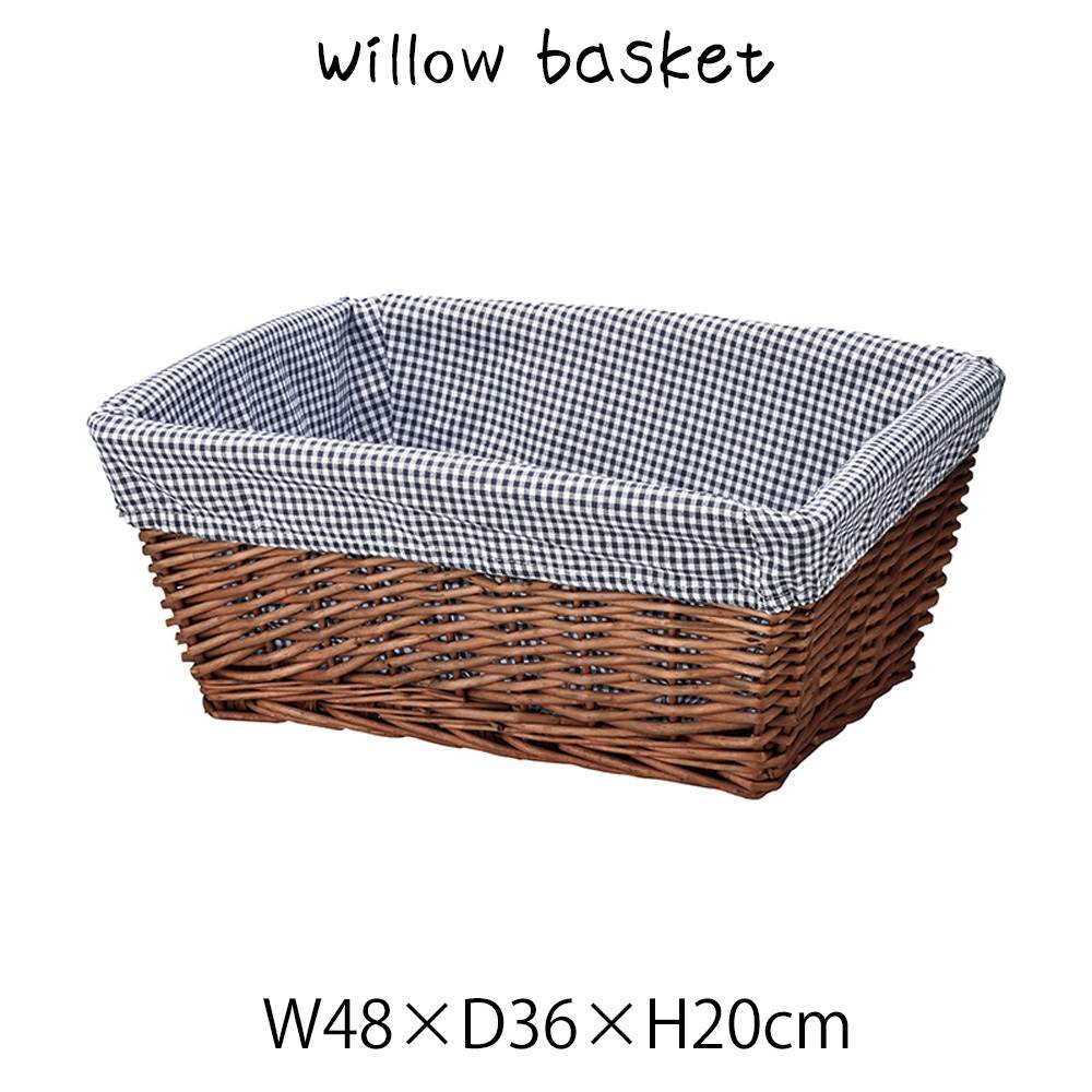 Rakuten - 煮柳バスケット布付 カゴ 籠 小物入れ 煮柳・布付 内布付き 軽量 角型 スクエア 四角 長方形 ディスプレイ用 店舗什器 店舗用 陳列 天然素材 ナチュラル シンプル アジアン おしゃれ 北欧 和風 パン屋 雑貨屋 レストラン カフェ 店 ハンドメイド アジアン雑貨 編み