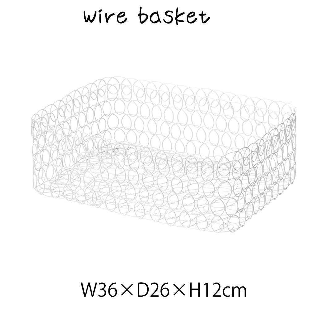 Rakuten - くるくるワイヤーバスケット カゴ 籠 小物入れ ワイヤー 軽量 角型 スクエア 四角 長方形 ディスプレイ用 店舗什器 店舗用 陳列 シンプル おしゃれ パン屋 雑貨屋 レストラン カフェ 店 アジアン雑貨 編み 小物整理