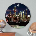 Toki×Tabi 四日市の工場夜景 60cm 大型時計 秒針あり 大きい 時計 壁掛け時計 日本製 絶景 風景 丸い 静か 三重県 夜の工場 夜景 国内旅行