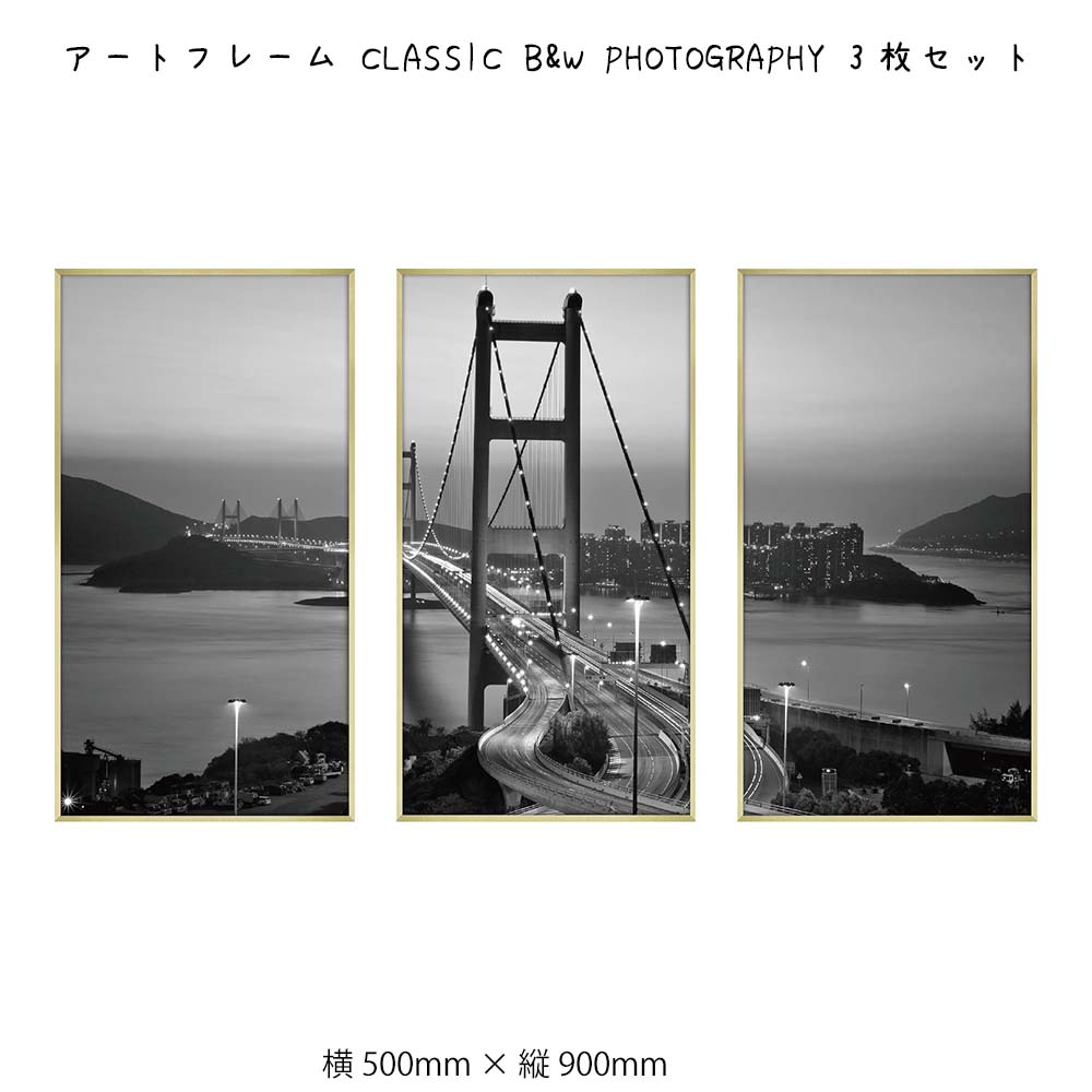 アートフレーム CLASSIC B&W PHOTOGRAPHY 3枚セット 壁掛け 絵画 横500mm × 縦900mm 壁飾り 額縁 ポスター フレーム パネ...