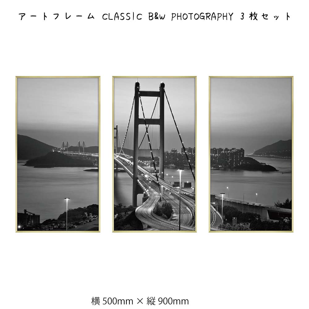 アートフレーム CLASSIC B&W PHOTOGRAPHY 3枚セット 壁掛け 絵画 横500mm × 縦900mm 壁飾り 額縁 ポスター フレーム パネル おしゃれ 飾る 記念 ギフト かわいい 結婚式 プレゼント 新品 模様替え 出産祝い