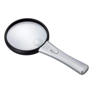 【送料無料メール便】ライト付ルーペ 拡大鏡 2.5倍 レンズ径88mm 小玉レンズ4倍 照明手持ちルーペ ハンドルーペ プラレンズ 虫めがね おしゃれ 読書 新聞 母の日 父の日 敬老の日 贈り物