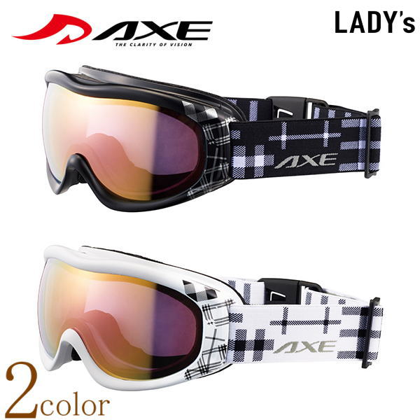 アックス AXE ヘルメット対応 ダブルレンズ スノーゴーグル 日本製 曇り止め加工ミラーレンズ 女性用 S-Mサイズ レディースサイズ スキー スノボー スノーボード 雪遊び メガネ対応 ゴーグル 紫外線カット UVカット おしゃれ スポーツ サングラス