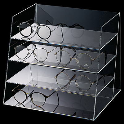 最大8本置き用 メガネスタンド 老眼鏡 サングラス スタンド台 めがね置き 展示 店舗 お店 店頭 受付窓口用 アクリル製ディスプレイ コレクション 卓上