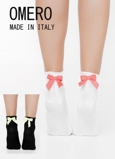 樂天商城 - 【メール便送料無料】イタリア製オメロネオンカラーリボンソックス　SOPHIE　calzino OMERO