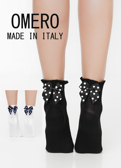 樂天商城 - 【メール便送料無料】iイタリア製オメロドットリボンコットンソックス　VAIANA　calzino　OMERO