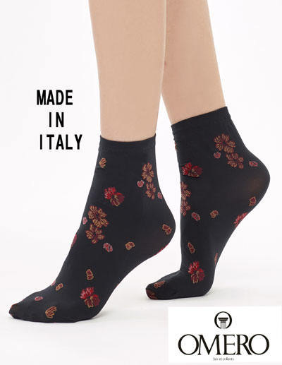 樂天商城 - 【メール便送付可能商品】イタリア製オメロ花柄透け感ソックス