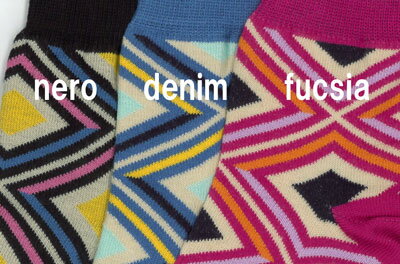 【メール便送付可能商品】サンプル品大放出　イタリア製オメロコットン菱形柄ソックス　DAIQUIRI