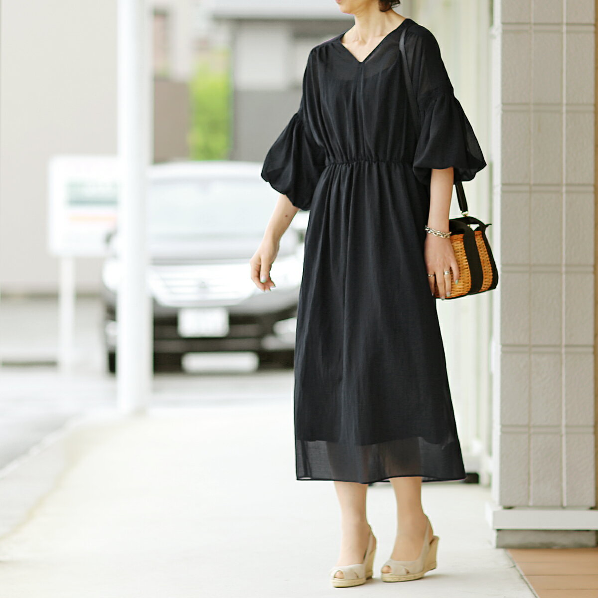 MICA＆DEAL (マイカ＆ディール) パフスリーブ ワンピース【 レビューキャンペーン対象商品 】