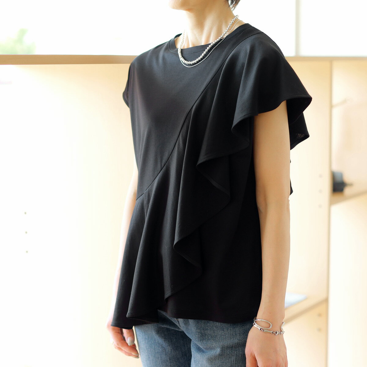 MICA＆DEAL (マイカ＆ディール)　バイアスラッフル　カットソー 【 レビューキャンペーン対象商品 】