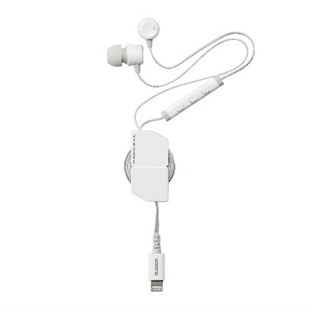 エレコム 巻取りイヤホン Lightning EHP-LFR10CMWH ホワイト