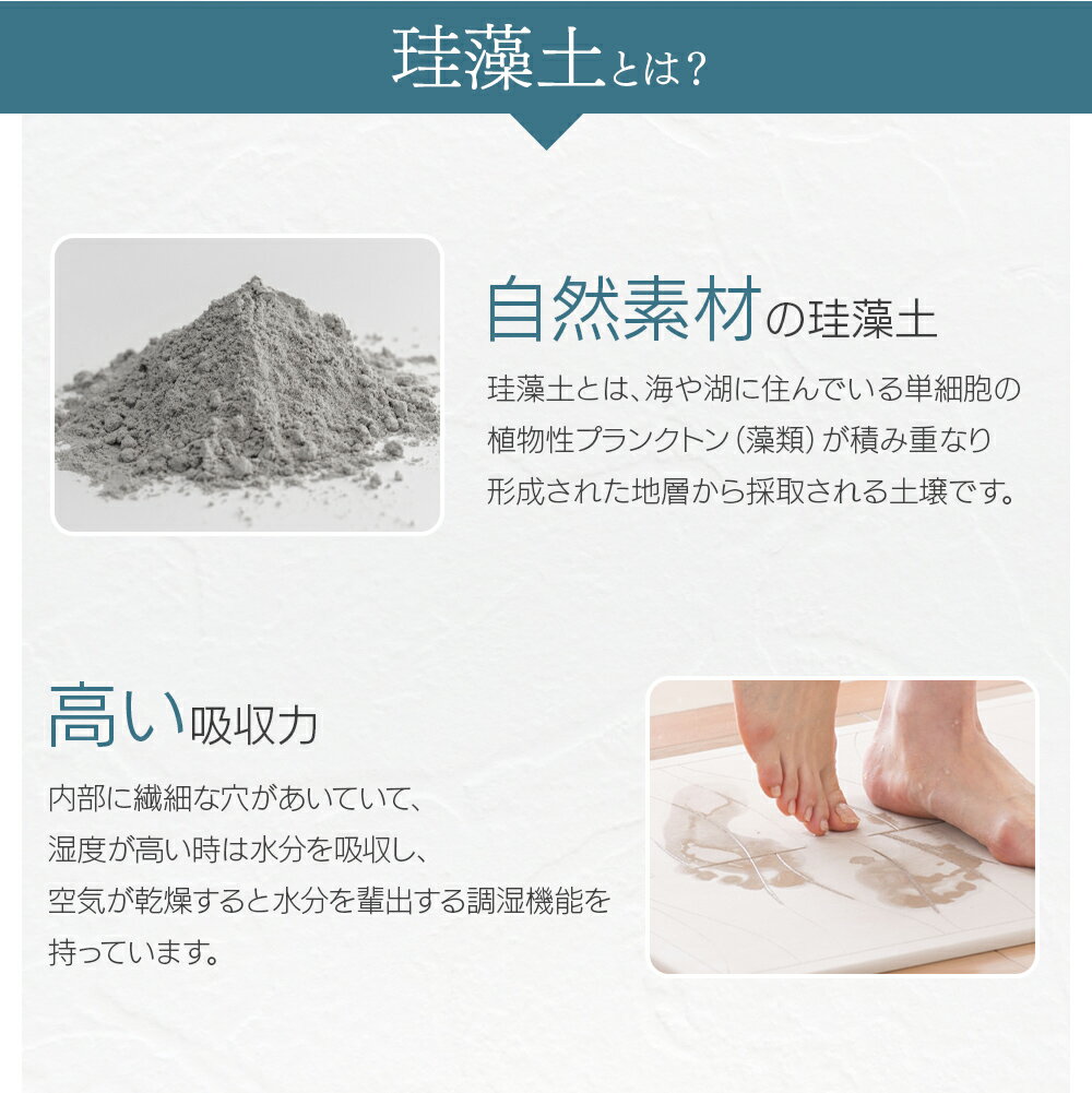 バスマット 珪藻土 すべり止め付き Lサイズ 60×39cm 吸水 速乾 抗菌 消臭 生活雑貨