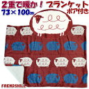 セール 20％OFF ブランケット ひざ掛け スワーヴボア ひつじ ボア付き 2重 レッド 73×100cm friendshill膝掛け 毛布 あったか 暖かい かわいい おしゃれ 厚手 フレンズヒル 秋冬 防寒 アニマル 動物 猫雑貨 羊柄 すべすべ フワフワ モコモコ ギフト包装無料