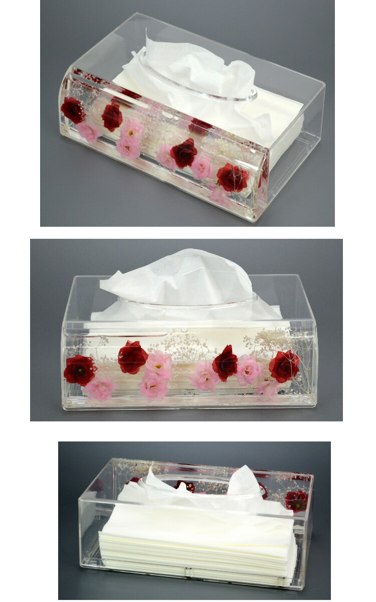ティッシュケース ミックスローズ 薔薇 アクリ...の紹介画像2