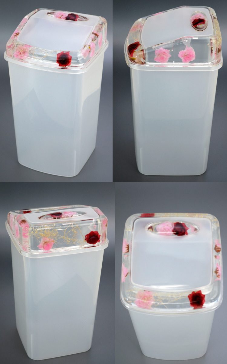 ダストボックス 蓋付き ミックスローズ アクリル ピンク 水中花おしゃれ 花 フラワー ゴミ箱 ごみ箱 薔薇雑貨 薔薇グッズ 収納ボックス アンティーク風 クラシック 雑貨 おしゃれ インテリア 洗える 輸入雑貨 ギフト包装無料 pasの商品画像 2