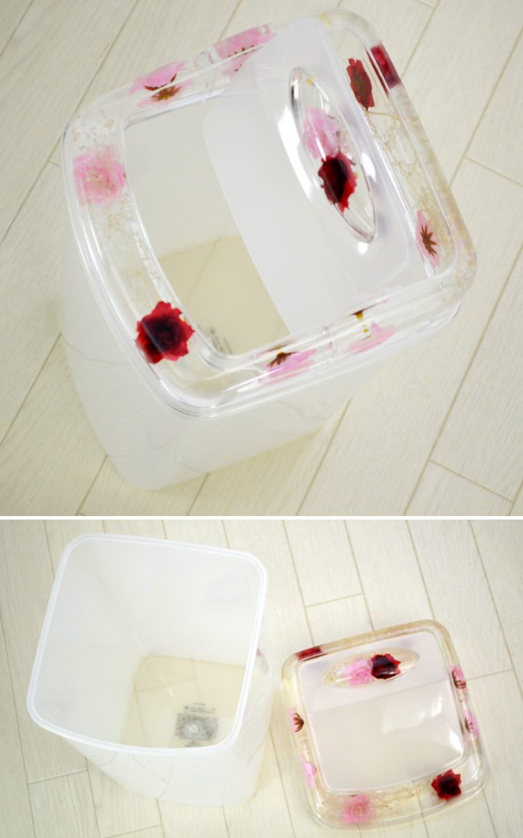 ダストボックス 蓋付き ミックスローズ アクリル ピンク 水中花おしゃれ 花 フラワー ゴミ箱 ごみ箱 薔薇雑貨 薔薇グッズ 収納ボックス アンティーク風 クラシック 雑貨 おしゃれ インテリア 洗える 輸入雑貨 ギフト包装無料 pasの商品画像 3