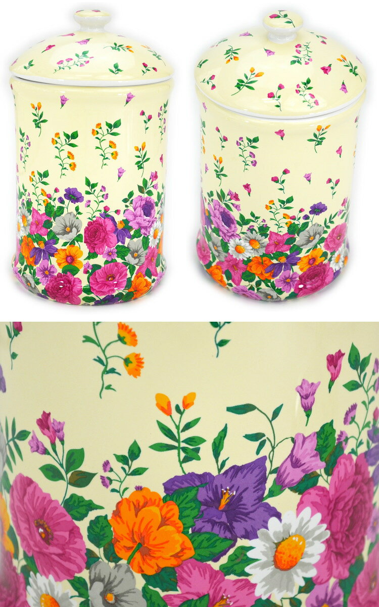 トイレポット 陶器 イエロー 花柄おしゃれ サニタリーポット トイレ コーナーポッ...