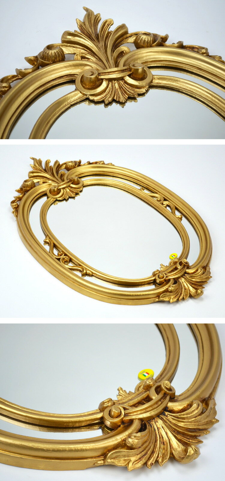 壁掛けミラー イタリア製 ゴールド レリーフ 縦ウォールミラー おしゃれ アンティーク デコラティブ インテリア 輸入雑貨 鏡 壁掛 クラシックスタイル クラシカル アンティーク風 ヨーロッパ ロココ調 エレガント ギフト包装無料 pas [2]