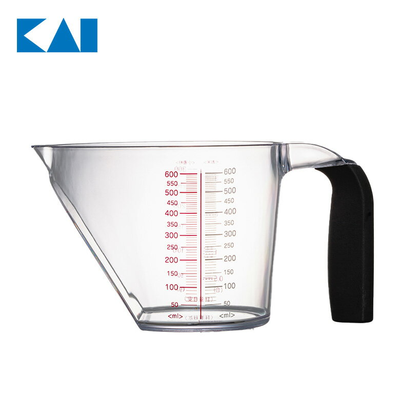 Kai Kitchen 上から量れる洗いやすい計量カップ 600ml 食洗機 小麦 米 計量カップ 軽量 耐熱