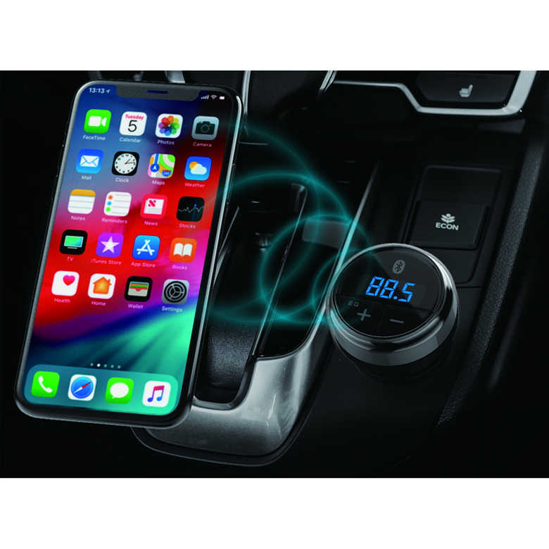 Bluetooth FMトランスミッターフルバンド カーチャージャー シガーソケット充電器 ...