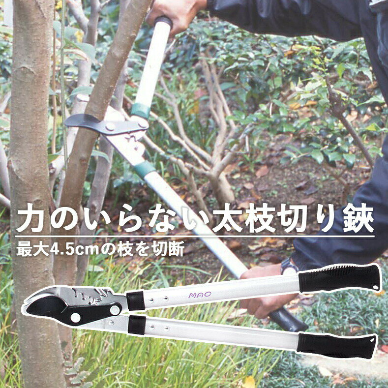 【女性でも軽い力で太枝をカット】太枝切り はさみ 一般の3分の1の力で切断 太枝切り鋏 果樹剪定 樹木伐採 最大4.5cmまで対応 フッ素加工 ED-51 ギアパワープロ | 園芸 剪定鋏 庭木 はさみ ハサミ 剪定ばさみ ふと枝切りばさみ 太枝切りバサミ 太枝切鋏