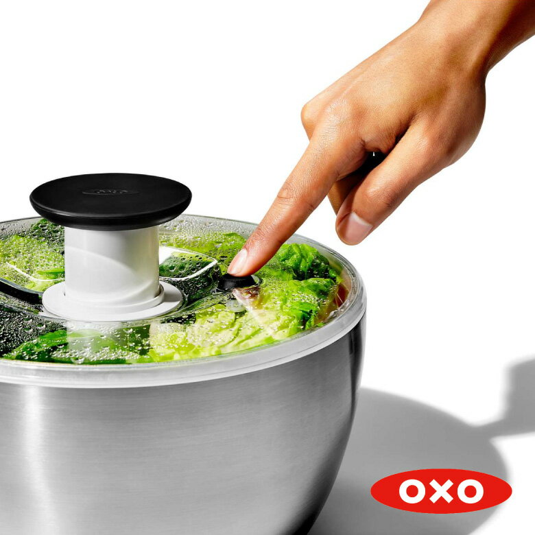 OXO ステンレスサラダスピナー 1071497 国内正規品 オクソー 野菜水切り器 野菜 水切り器 手動 回転式 おしゃれ オシャレ 人気 おすすめ 簡単 話題 テレビ YouTube 紹介 母の日 新居 お祝い 結婚祝い プレゼント 誕生日 ギフト 下ごしらえ