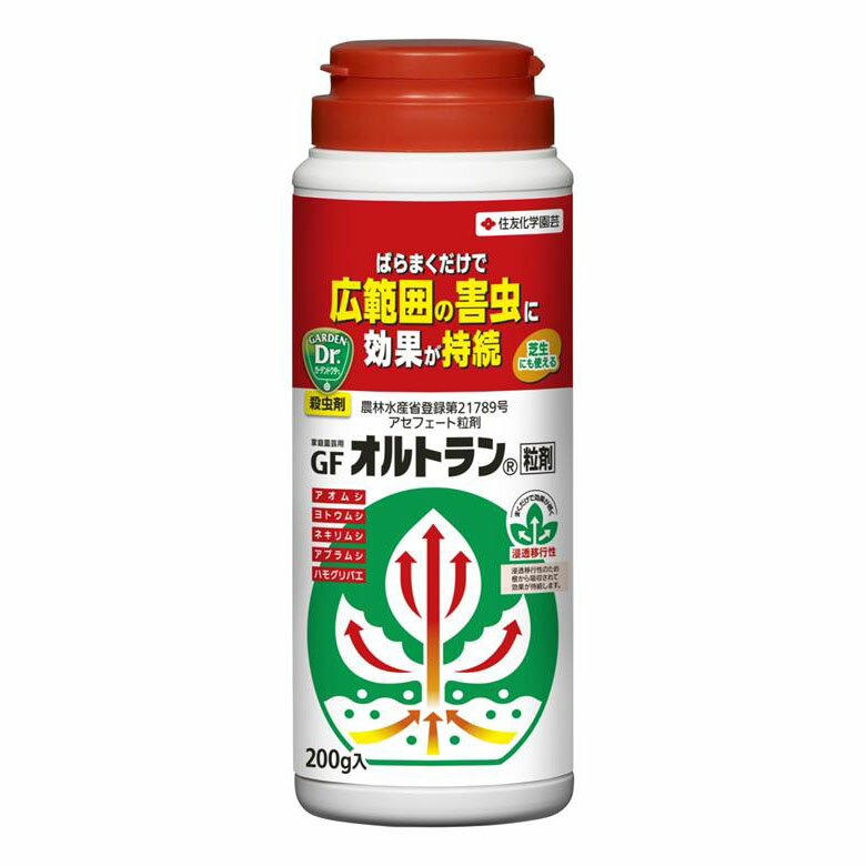 ●ばらまくだけで広範囲の害虫に効果が持続●株元や植穴にばらまくだけで 広範囲の害虫に防除効果が持続する浸透移行性の殺虫剤。●規格：200g●農林水産省登録第21789号関連商品農薬 日本曹達 トップジンMペースト200g...植物 虫除け 害虫 オルトランDX粒剤 住友化学園芸...シロアリ 白蟻 駆除 予防 スプレー ムシクリン シロアリ床下用エアゾ...960円1,790円1,030円ネズミ駆除 ネズミ捕り 粘着シート 捕獲 チュークリンブラックプロ 5...ネズミ駆除 ネズミ捕り 粘着シート 捕獲 チュークリンブラックメガハウ...蜂 ハチ 巣 駆除 撃退 退治 スプレー ボタニカルジェット スズメバ...1,060円1,060円1,080円農薬 住友化学 スミチオン乳剤 500ml【窓に吹き付けるだけでカメムシ予防】ムシクリン インセクトガード窓用 ...ヘビ マムシ ハブ ヤマカガシ トカゲ 忌避 いやがる砂 1kg イカ...2,460円990円1,080円