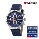 ウェンガー 腕時計（メンズ） 腕時計 メンズ腕時計 WENGER ウェンガー 日本正規品 ATTITUDE CHRONO アティテュード クロノ ベルト幅22mm レザー バンドカラーブルー 文字盤カラーブルー アナログ表示 スイス製クォーツ 01.1543.109