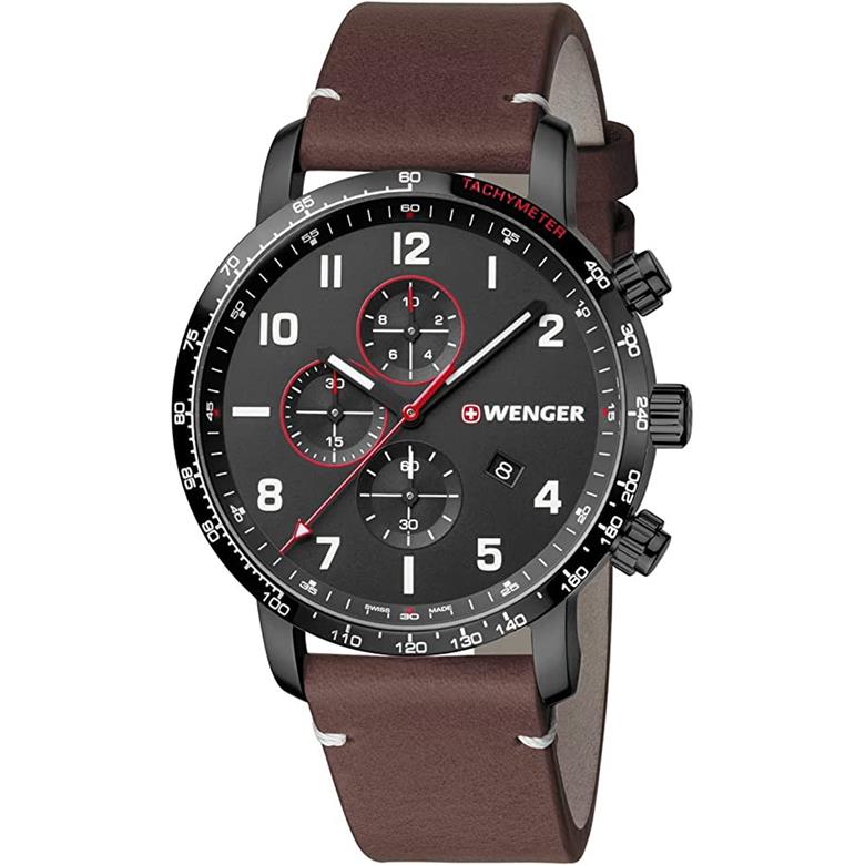 腕時計 メンズ腕時計 WENGER ウェンガー 日本正規品 ATTITUDE CHRONO アティテュード クロノ ベルト幅22mm レザー バンドカラーブラウ..