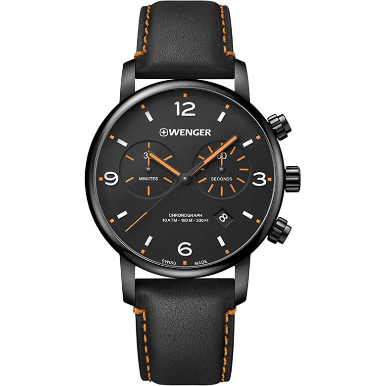 ウェンガー 腕時計（メンズ） 腕時計 メンズ腕時計 WENGER ウェンガー 日本正規品 URBAN METROPORITAN CHRONO アーバンメトロポリタン クロノ ベルト幅22mm レザー バンドカラーブラック 文字盤カラーブラック アナログ表示 スイス製クォーツ 01.1743.114