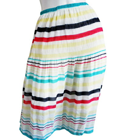 スカート 送料無料 シフォン マリン ボーダー 透け感 ミディ丈 裏地有り ふわふわ セール プリーツ